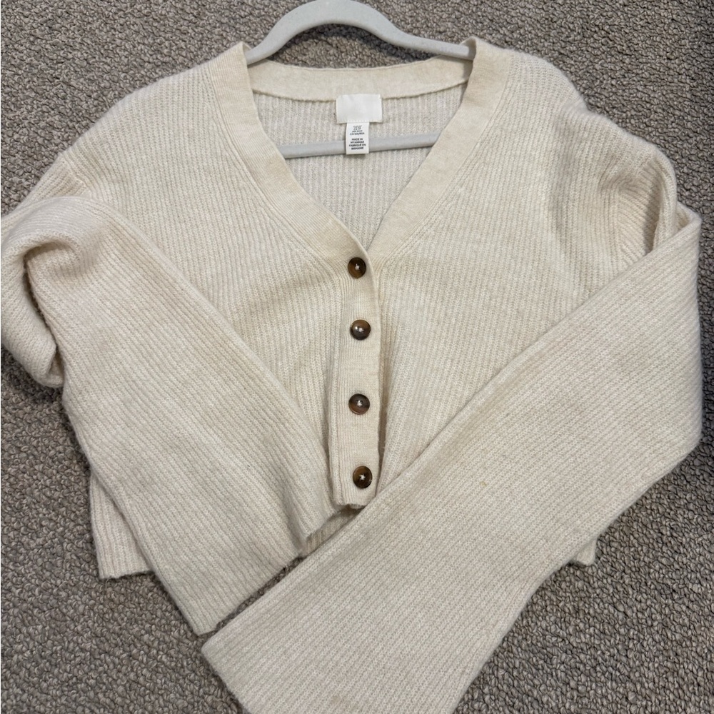 H&M Cream Ribbed Cardigan